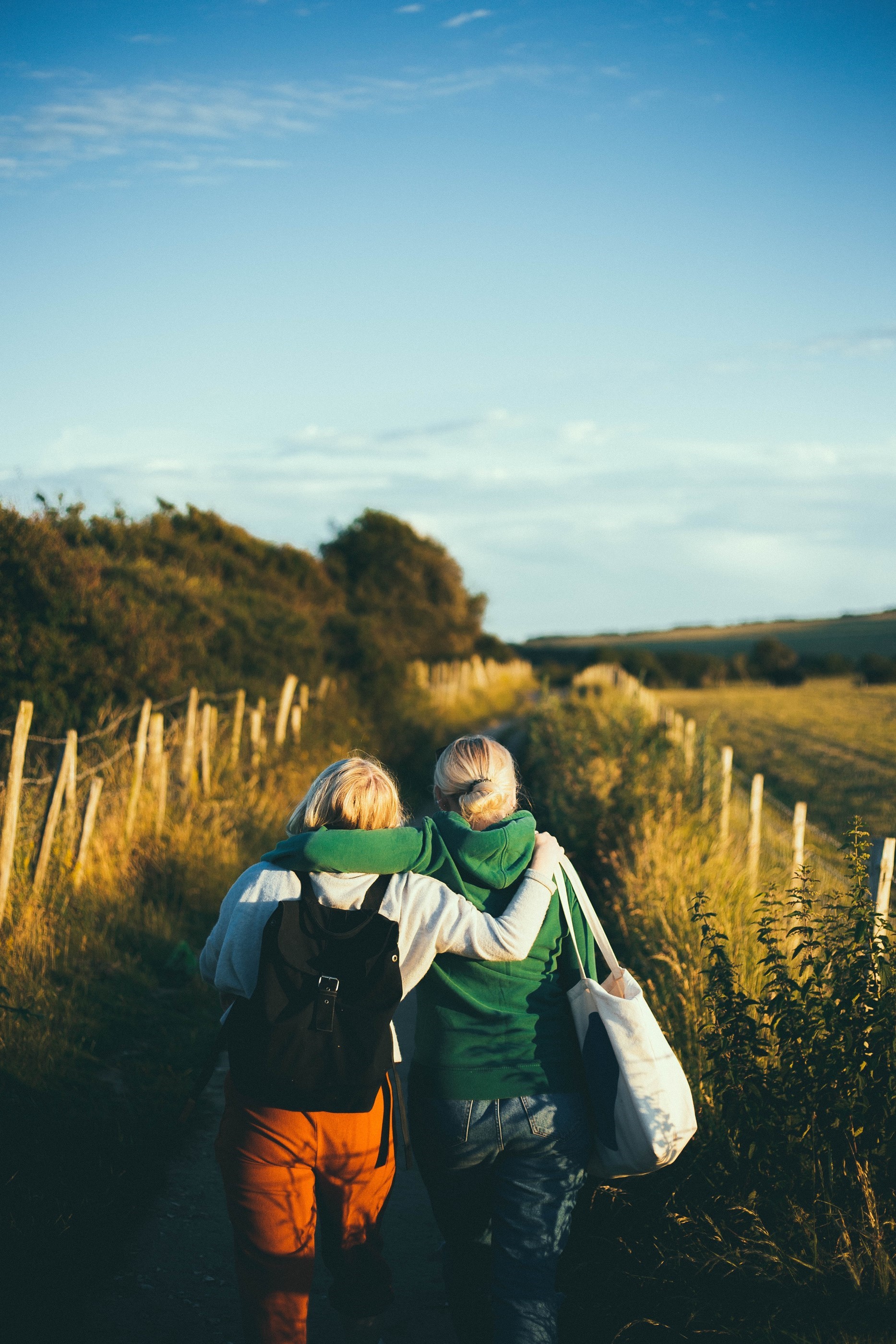 Friends walking in nature