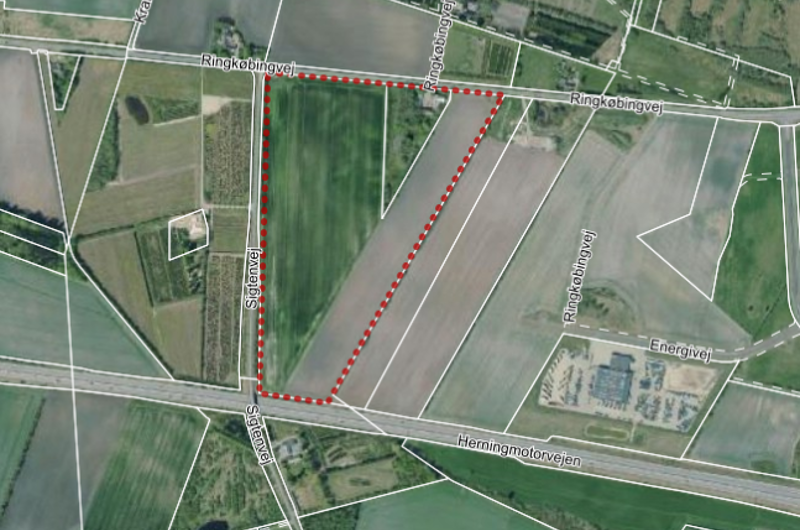 Afgrænsning af planområdet i Lokalplanforslag nr. 442
