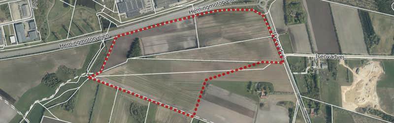 Afgrænsning af planområdet i Lokalplanforslag nr. 446
